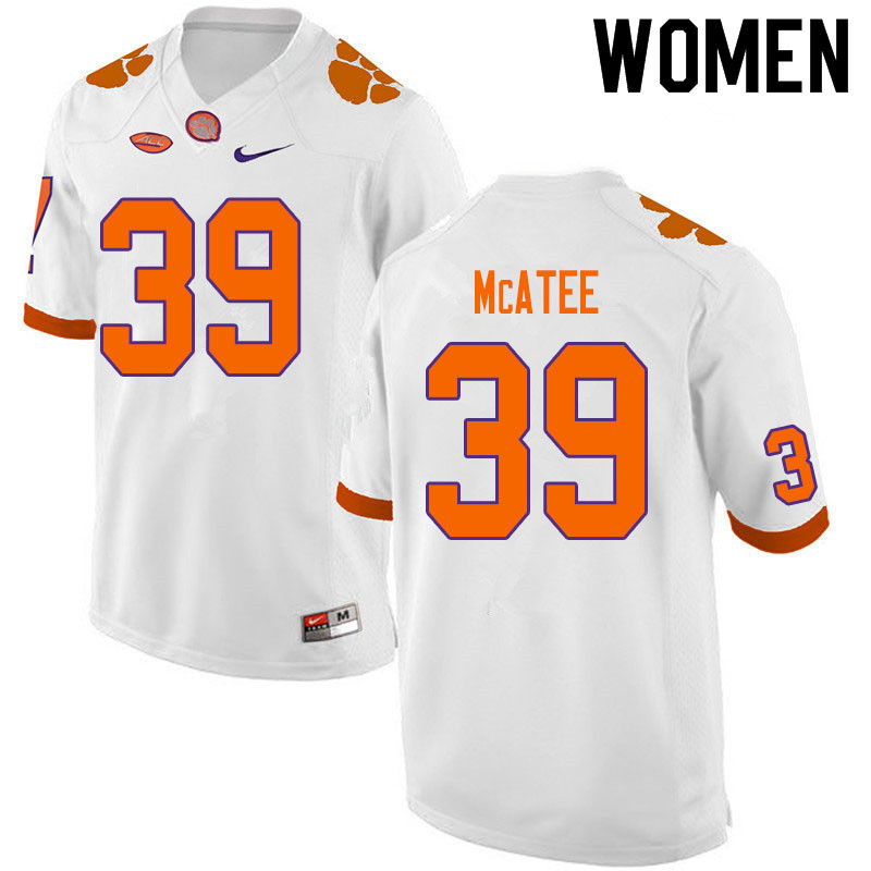 Women #39 Bubba McAtee Clemson Tigers College Football Jerseys Sale-White - Click Image to Close
